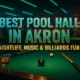 Pool table and drink at Royal Palace Lounge, the best pool hall in Akron.