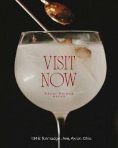 Signature cocktail served at a cocktail bar in Akron Ohio at Royal Palace Akron.