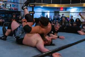 Intense in-ring action during live wrestling events at Royal Palace Akron