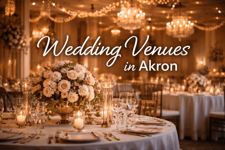 Wedding venues in Akron Ohio with elegant banquet hall setup at Royal Palace Akron