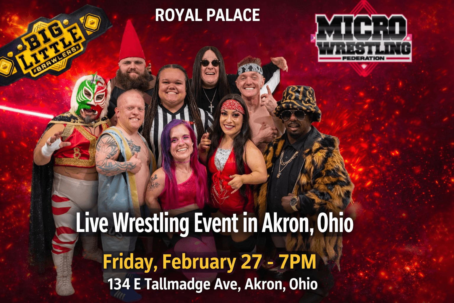 Micro Wrestling Federation and Big Little Brawlers performing live at Royal Palace Akron, the best event venue Akron for live shows, parties, and entertainment events.