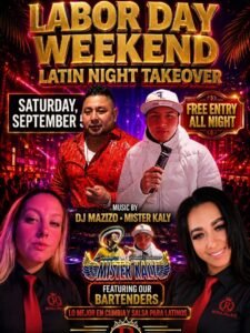 Labor Day Weekend Latin Night at Royal Palace Akron featuring DJ Mazizo, Mister Kaly, free entry, cumbia and salsa music